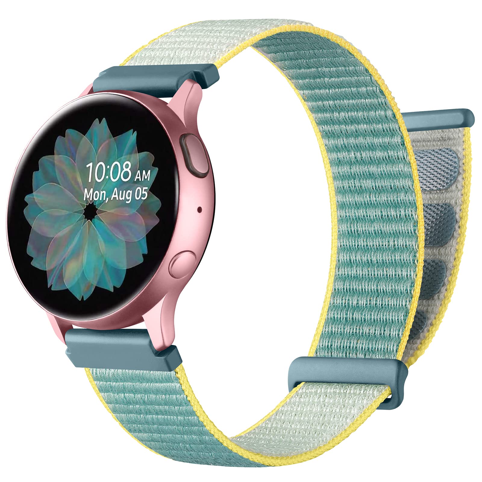 BONOCOOielai 20mm Nylon Strap Compatible with Galaxy Active 2/Galaxy 4 40mm 44mm /Galaxy 4 Classic 42mm 46mm Strap Adjustable Fabric Strap for Vivoactive 3/3 41mm Black (Color : Sunshine)