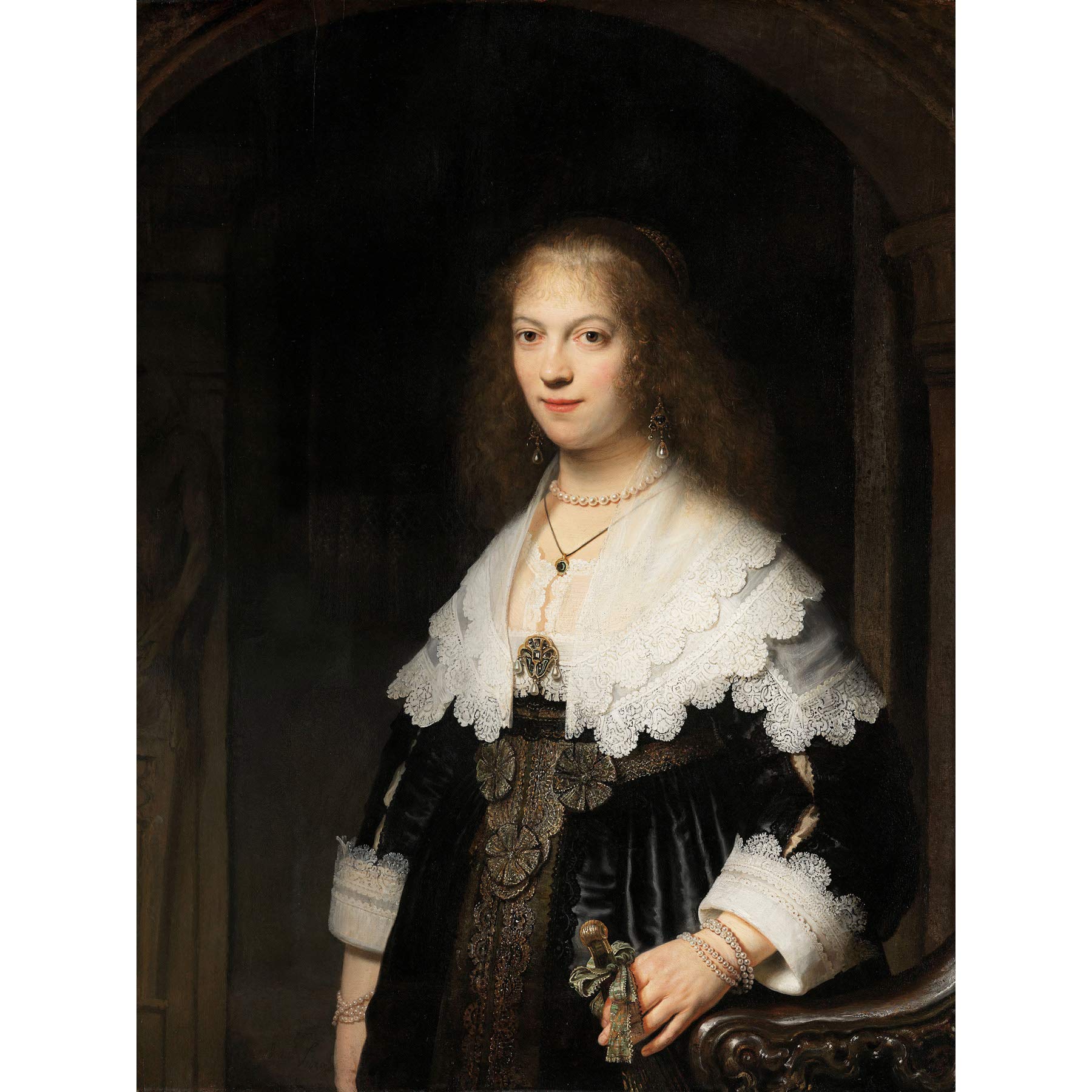 Artery8 Rembrandt Portrait Maria Trip Premium Wall Art Canvas Print 18X24 Inch