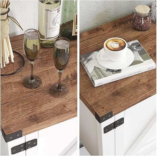 Miniatura 4 de 4ever2buy Mesa de entrada blanca con almacenamiento, aparador de estilo rústico con 2 puertas y estante inferior, mesa consola de barra de café