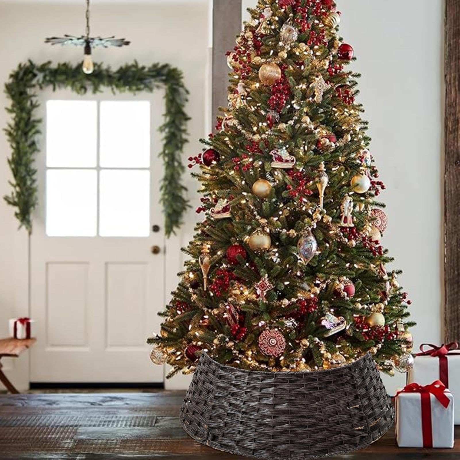 Collare Per Albero Artificiale Decorazione In Rattan E Intrecciato