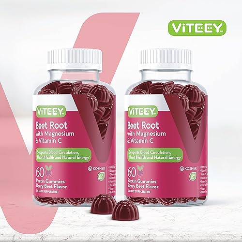 Miniatura 2 de Gomitas de raíz de remolacha con magnesio y vitamina C apoyan la circulación saludable y la presión arterial potenciador de energía y óxido nítrico