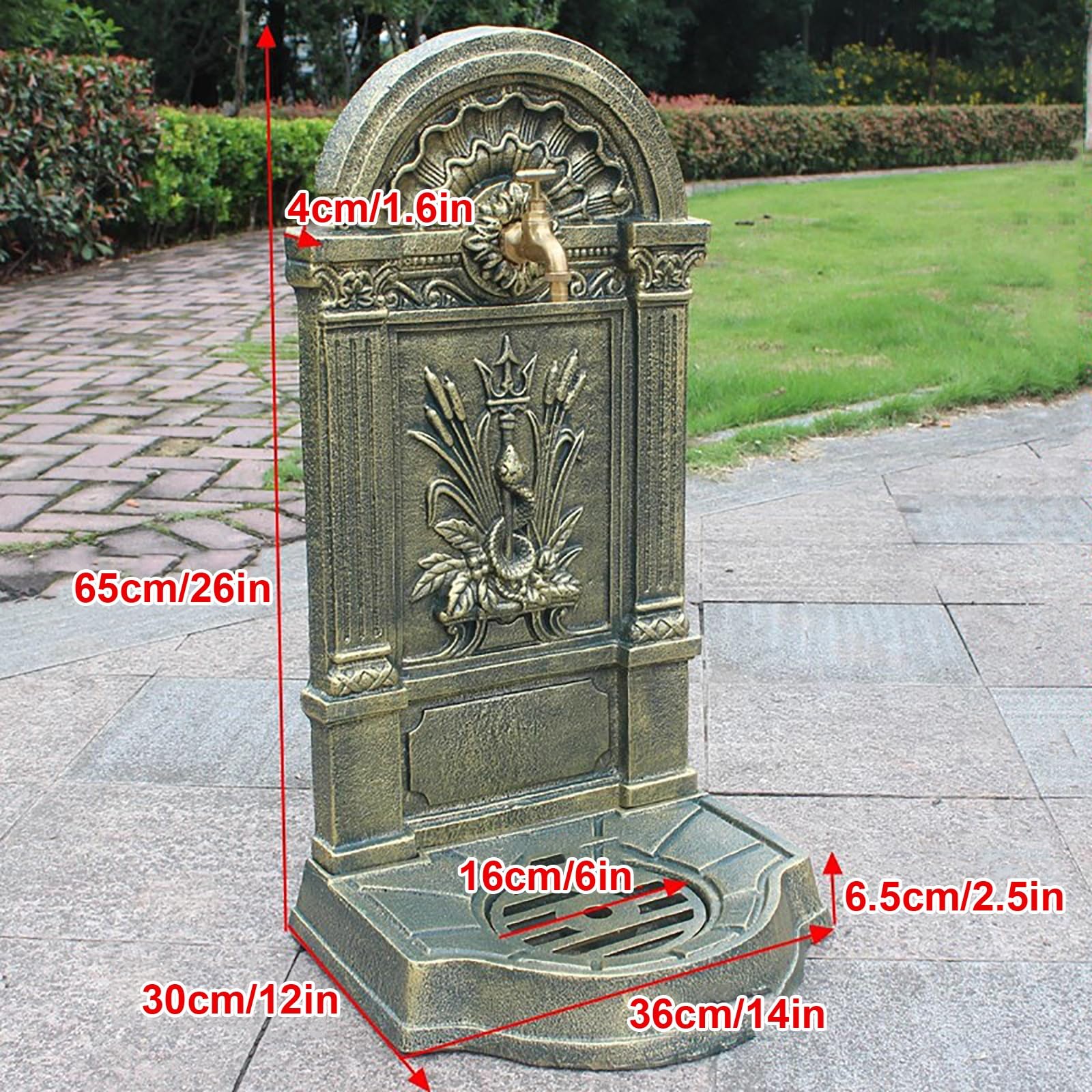 WXXZCE Fontana da Giardino Esterno, Fontanelle da Giardino, Colonna D'acqua Retrò con Rubinetto, per Irrigazione e Lavaggio di Giardini, Fattorie e Cortili