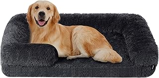 HMTOPE Orthopaedic Dog Bed, Dog Sofa, High Edge, Dog Cushion, Dog Basket, Removable and Washable, Medium Dogs, Large Dogs, 106 x 80 x 20 cm, Dark Grey product image