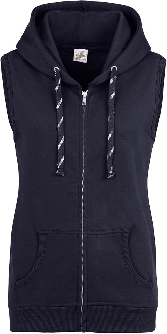 Amazon アウディス Awdis ジャスト フーズ レディース フルジップ ノースリーブパーカー フード付きスウェットベスト スリーブレストレーナー 女性用 S オックスフォードネイビー トレーナー パーカー 通販