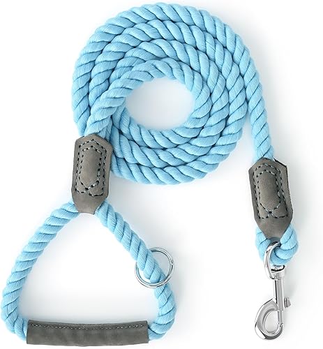 Miniatura 17 de Mile High Life Correa para perro, correas de cuerda de algodón trenzada con mango de cuero, cierre de metal resistente, 6 pies, 1/2 pulgada de Mango