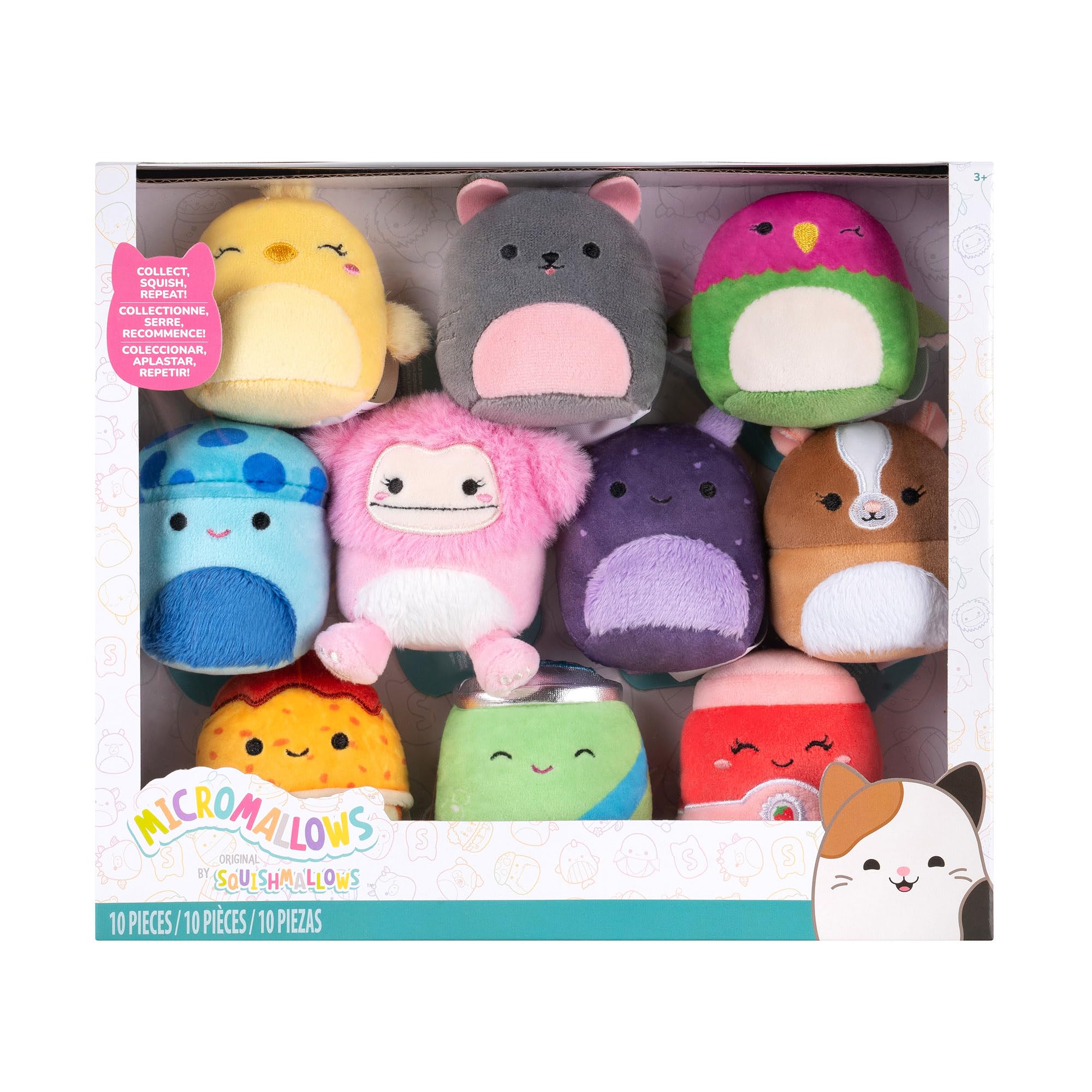 Micromallows Squishmallows Original Plush 10-Pack, 2.5 Inch Plush, Pink Bigfoot, Yellow Chick, Chicken Nugget, Mushroom - Image 3