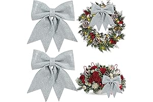 TONIFUL Large Silver Glitter Christmas Bows for Gift Wrapping