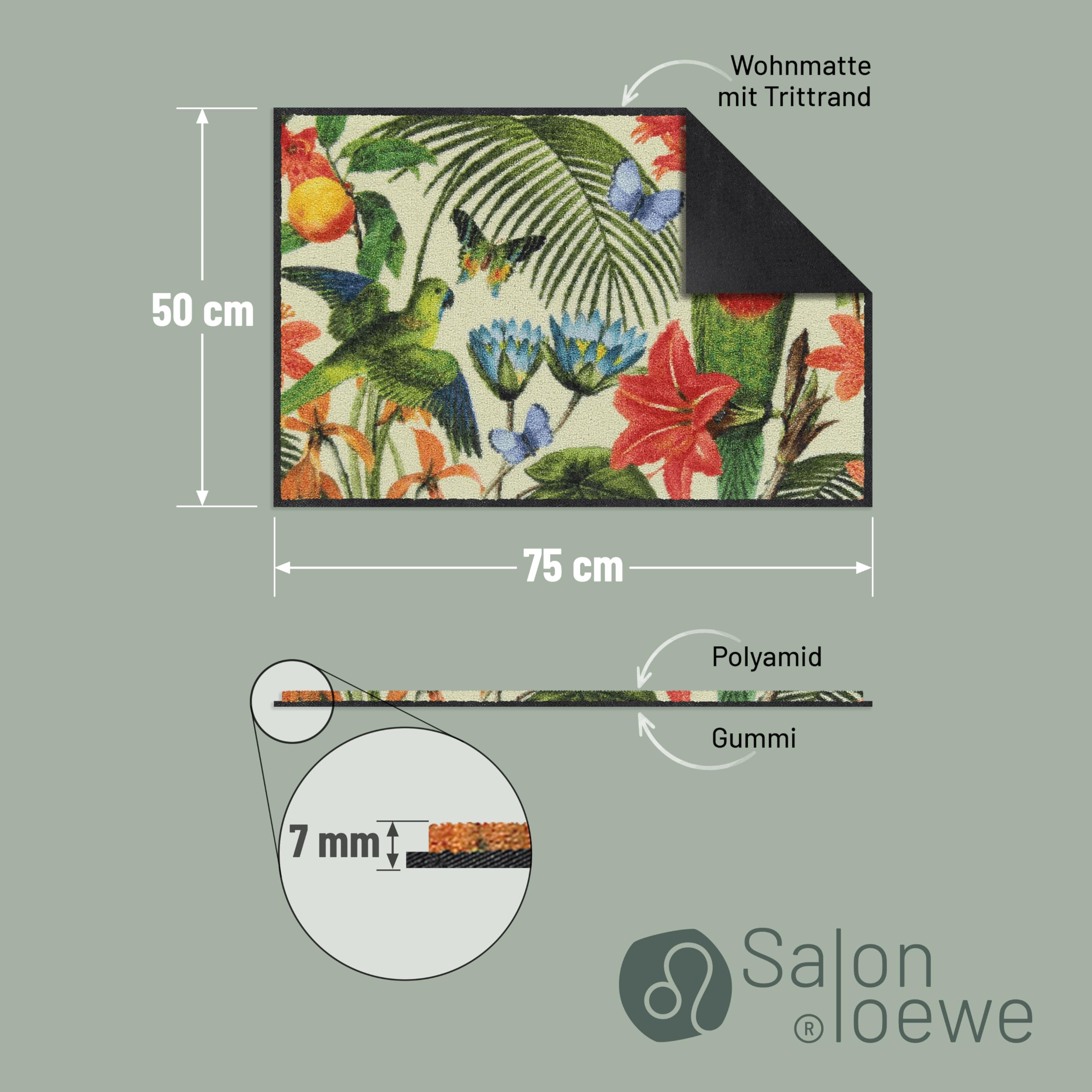 Salonloewe Fussmatte Jardin Majorelle I Schmutzfangmatte & Fußabtreter für Innen 50 x 75 cm