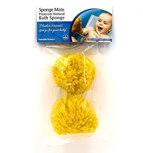 Sponge Mate Esponja de baño para bebés (paquete de 2)  Cultivada en los Estados Unidos  Esponja de mar natural suave para bebés recién nacidos de 4