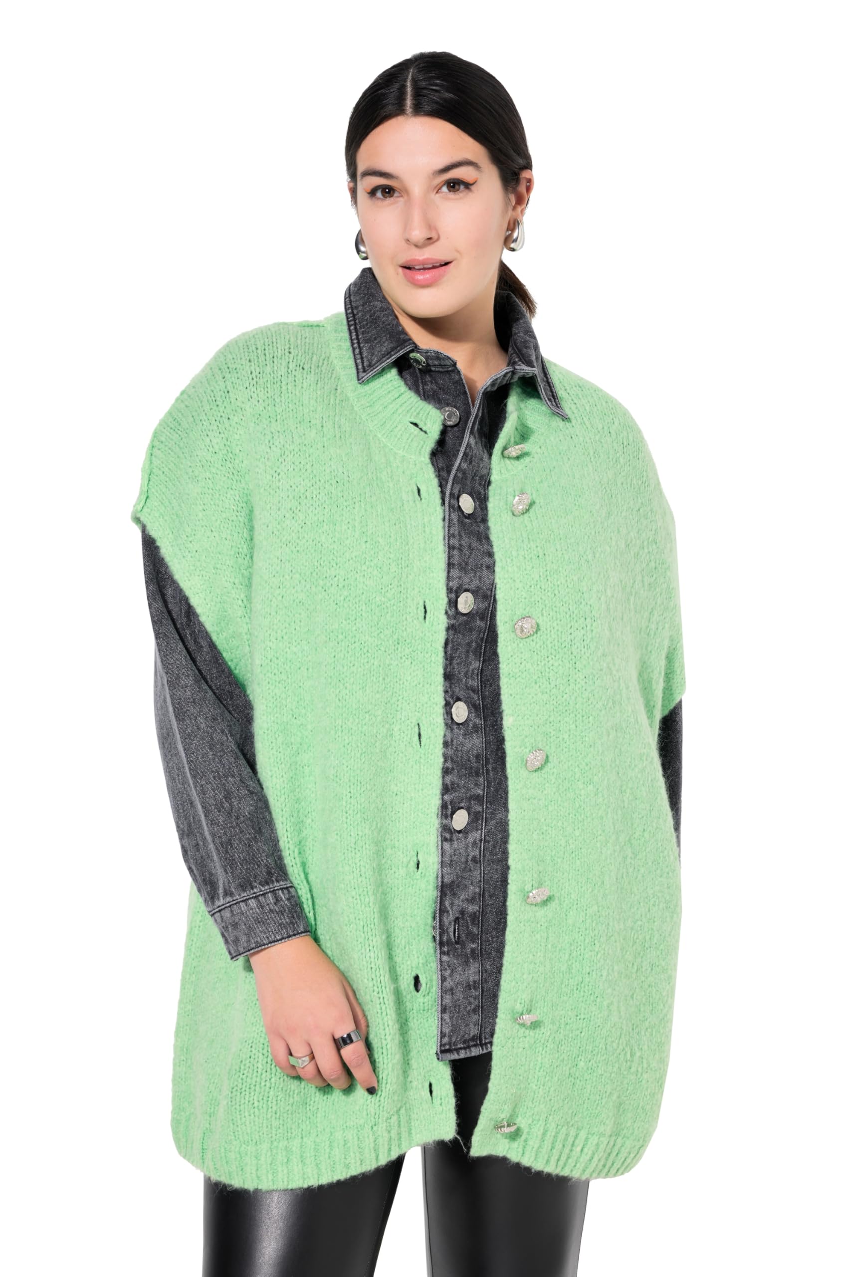 Studio Untold Damen große Größen Übergrößen Plus Size Strickweste, Oversized, extra weich 837494