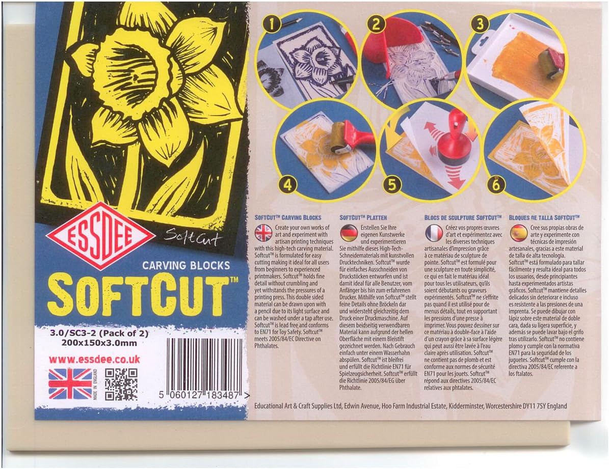 Essdee SoftCut Printmaking and Carving Blocks (200 x 150 x 3.0 mm Pack of 2)