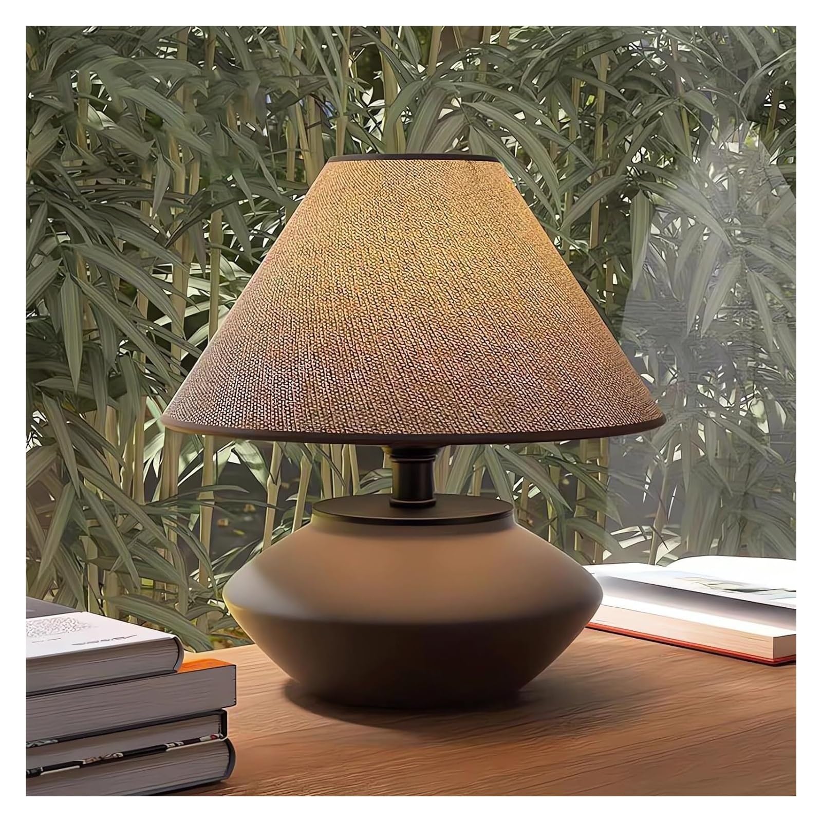 Farmhouse Ceramic Table Lamp For Living Room Bedroom Wabi Sabi Pottery Lamp