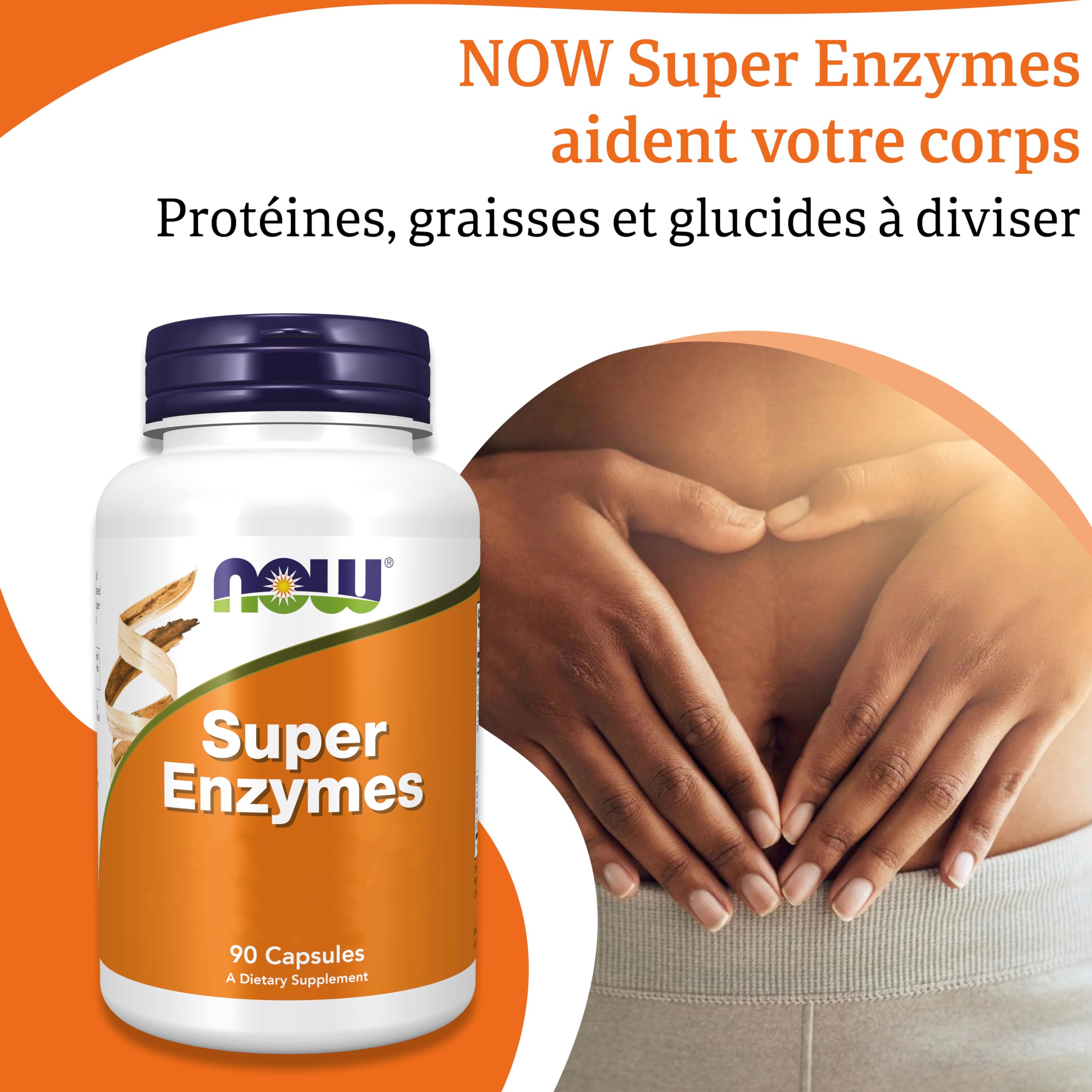 Now Foods, Super Enzyme, 90 Capsules, Testé en Laboratoire, Hautement Dosé, Sans Gluten, Sans Soja, Sans OGM