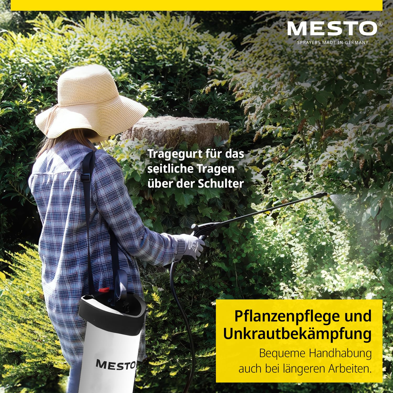 MESTO Flori Organic Pulvérisateur à pression 5 l avec tube d'extension MESTO de 45 cm | Pulvérisateur 3 bar | Vaporisateur de jardin | Vaporisateur à pompe pour la protection des plantes à acide
