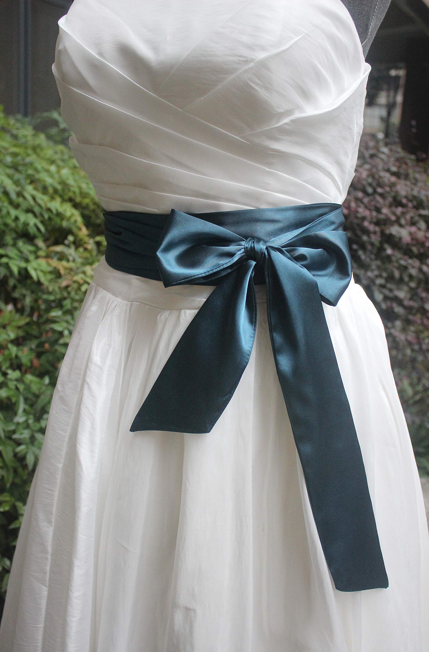 Wedding satin sash belt for special occasion dress bridal sash (Dark teal)