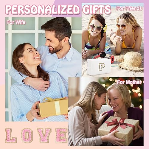 Miniatura 7 de Biileen Bolsa de maquillaje preppy inicial personalizada Pequeña bolsa de carta de chenilla de viaje linda, Blanco-2