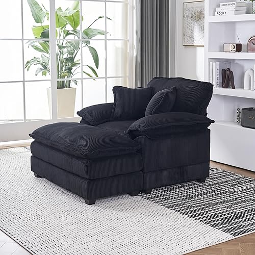 56.3" Oversized Chaise Lounge Chair with Ottoman Foot Rest, Armrest