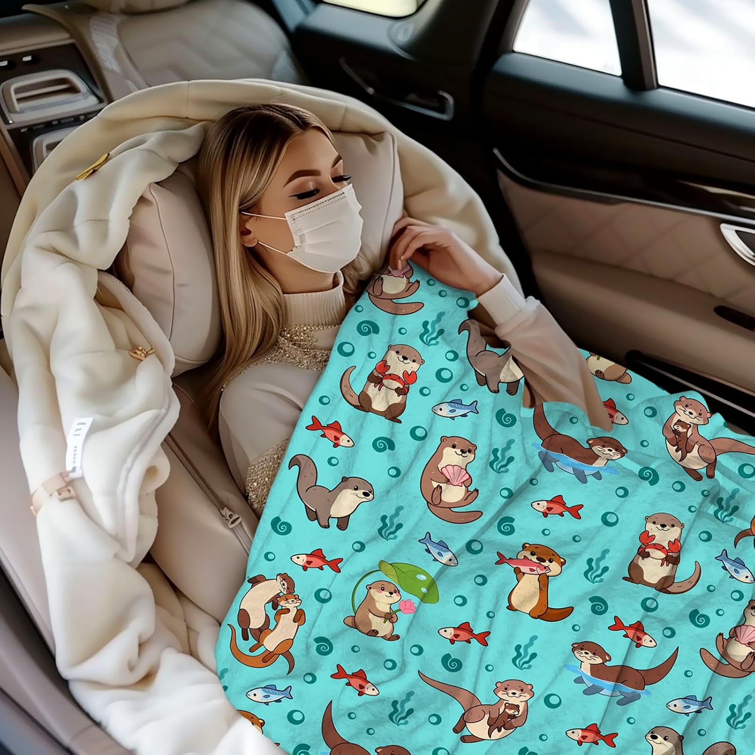 Sea Otter Blankets for Kids Girls Plush Sea Otters Blanket Throw Stuff Bedding Otter Gifts for Girls Kids Boys Women Adults Animal Lovers Birthday Party Decorations 50"X40" - Image 3