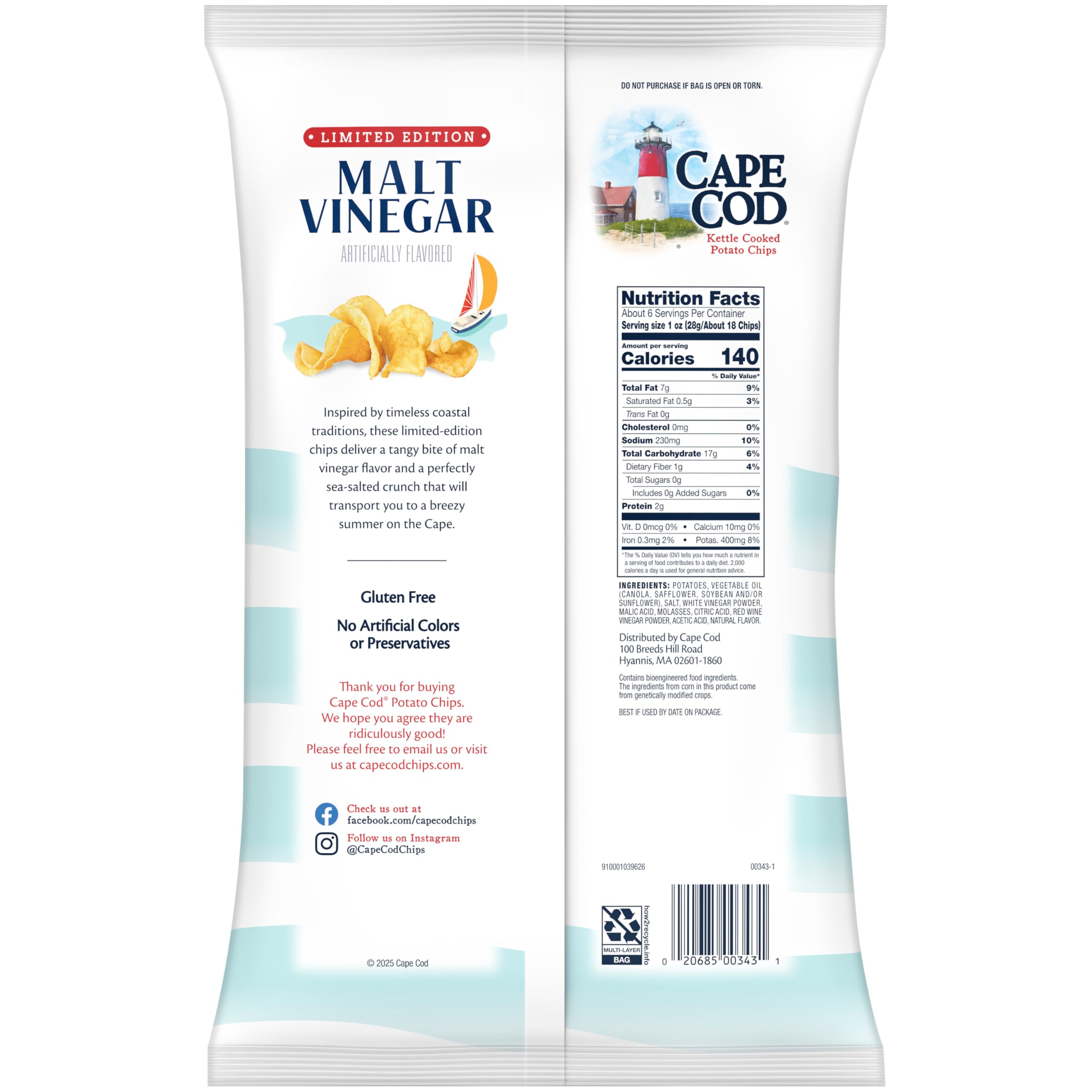 Snapklik.com : Cape Cod Malt Vinegar Flavored Potato Chips