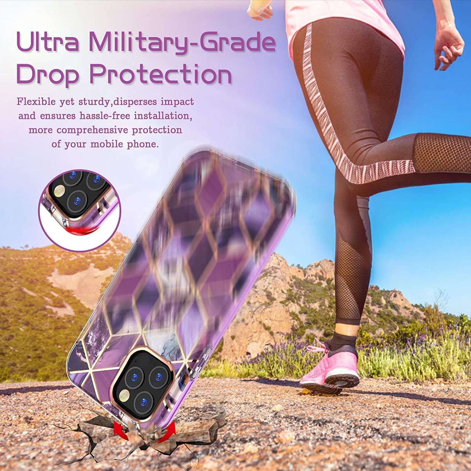 Hasaky Case for iPhone 12 Pro Max Case 5G 2020 6.7 Inch,Dual Layer Hybrid Bumper Cute Purple Marble Design Soft TPU+Hard Back Heavy Duty Anti-Scratch Shockproof Protective Phone Case -Purple Marble.