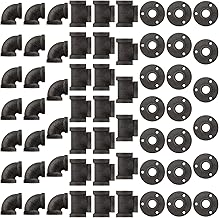 60 Pack 3/4 Inch Cast Iron Pipe Fittings (20 Elbows, 20 Tees, 20Flange),...