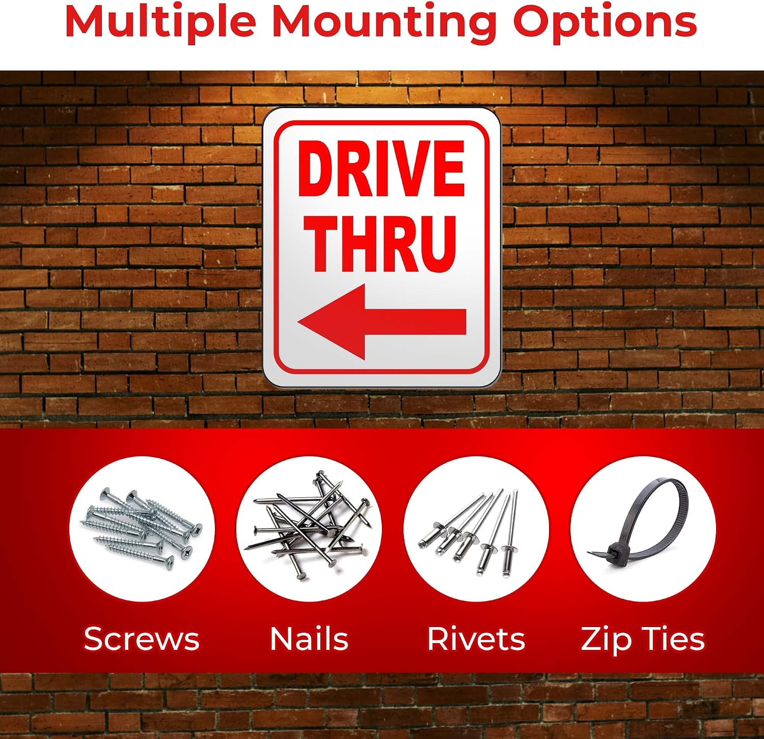 Drive Thru w/Left Arrow Entrance Sign for Drivers Aluminum Composite Gate, Street Signs for Business, Small Business Supplies, Enter Arrow Sign - Outdoor Signs for Home, Office - 8.5" x 10" image 4