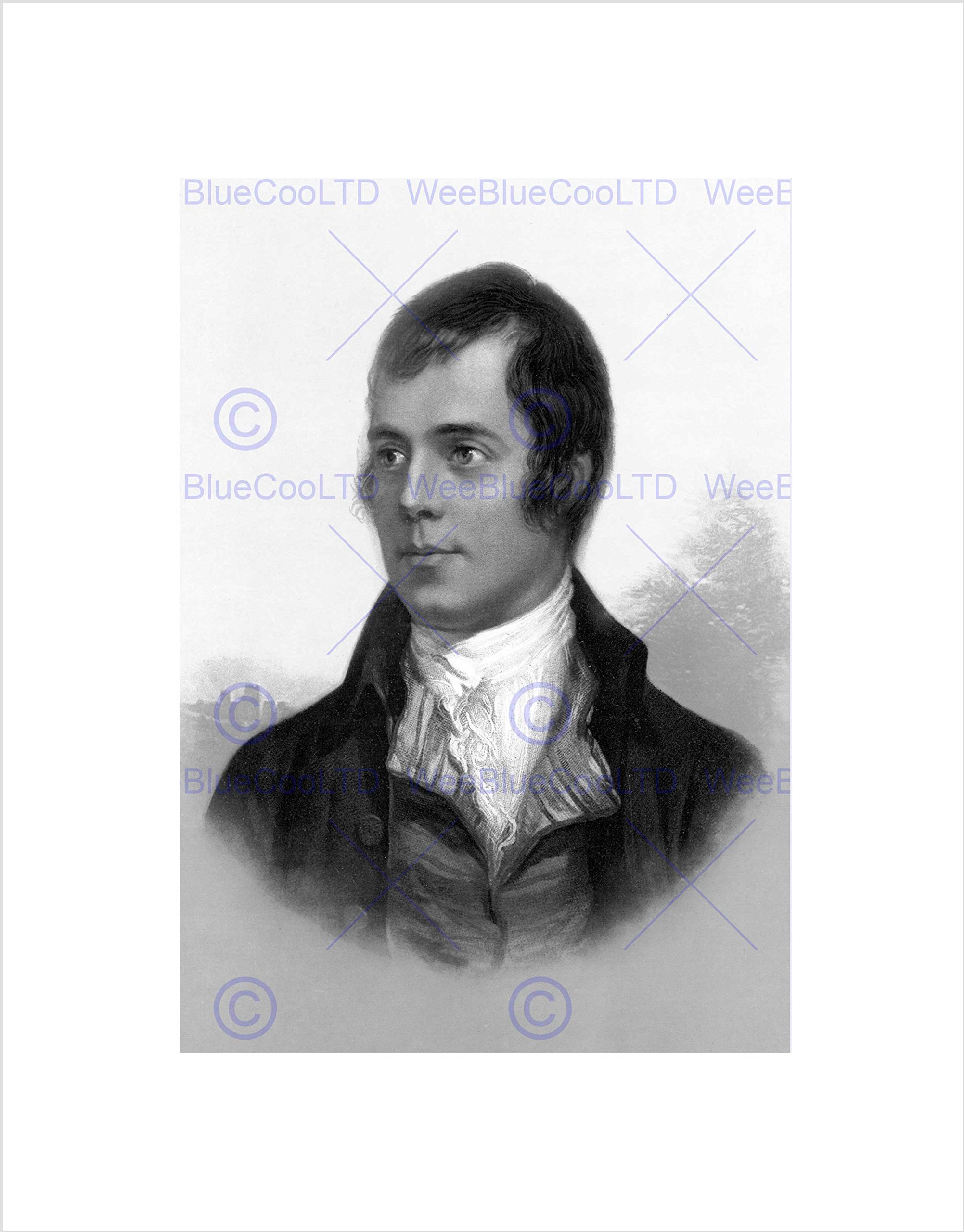 Wee Blue Coo Portrait Of Robert Burns Ayr Scotland Old BW Wall Art Print