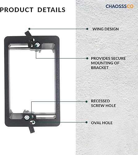 Miniatura 2 de Caja de soporte de montaje de bajo voltaje de 1 cuadrilla, placa de pared multiusos para paneles de yeso (paquete de 10, negro)