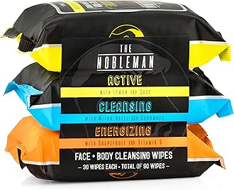 The Nobleman Men's Active/Cleansing/Energizing Face + Body Cleansing Wipes - 3 Pack ( 90ct )