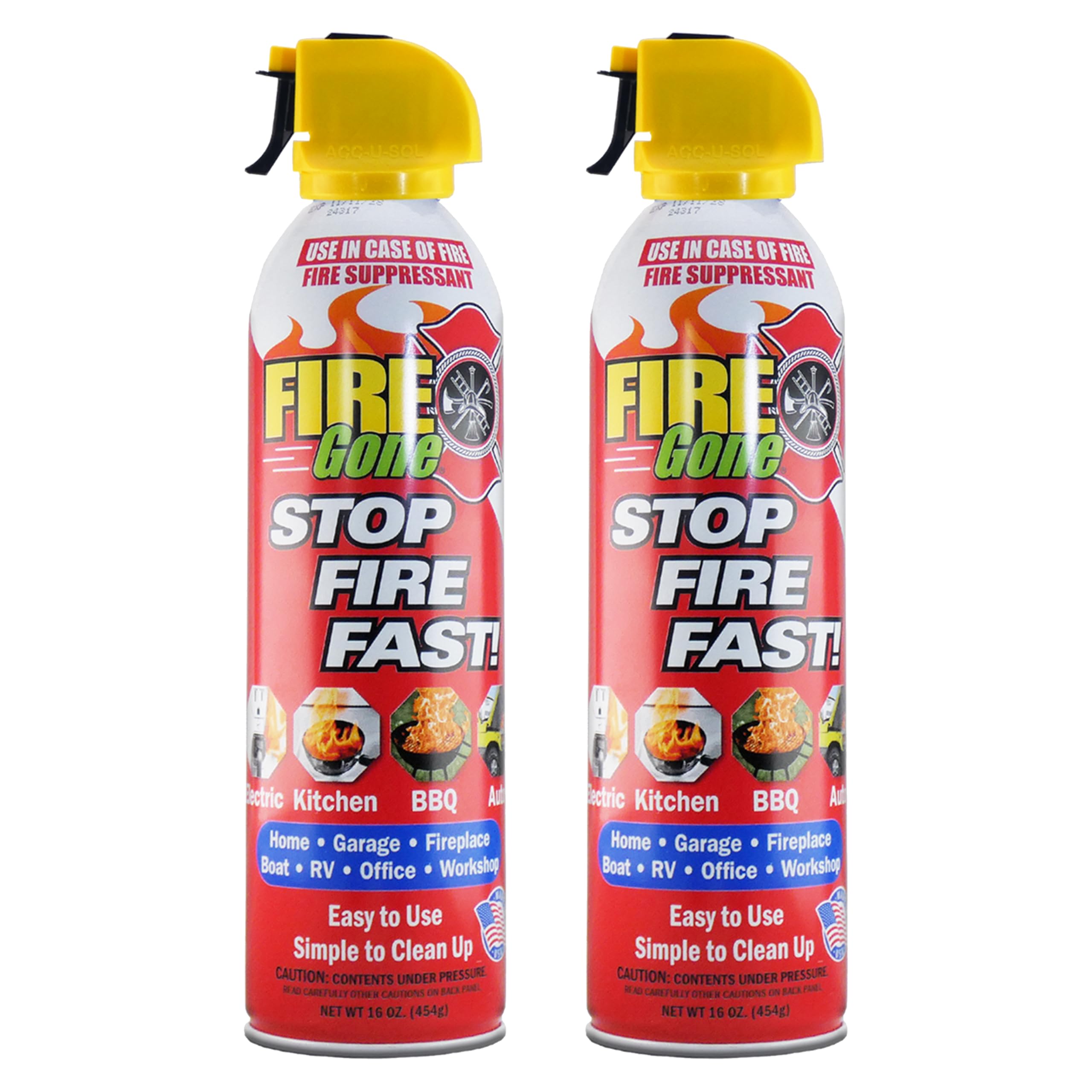 Fire Gone 2NBFG2704 White/Red Fire Suppressant Canisters - 16 Ounce, (Pack of 2 Units)