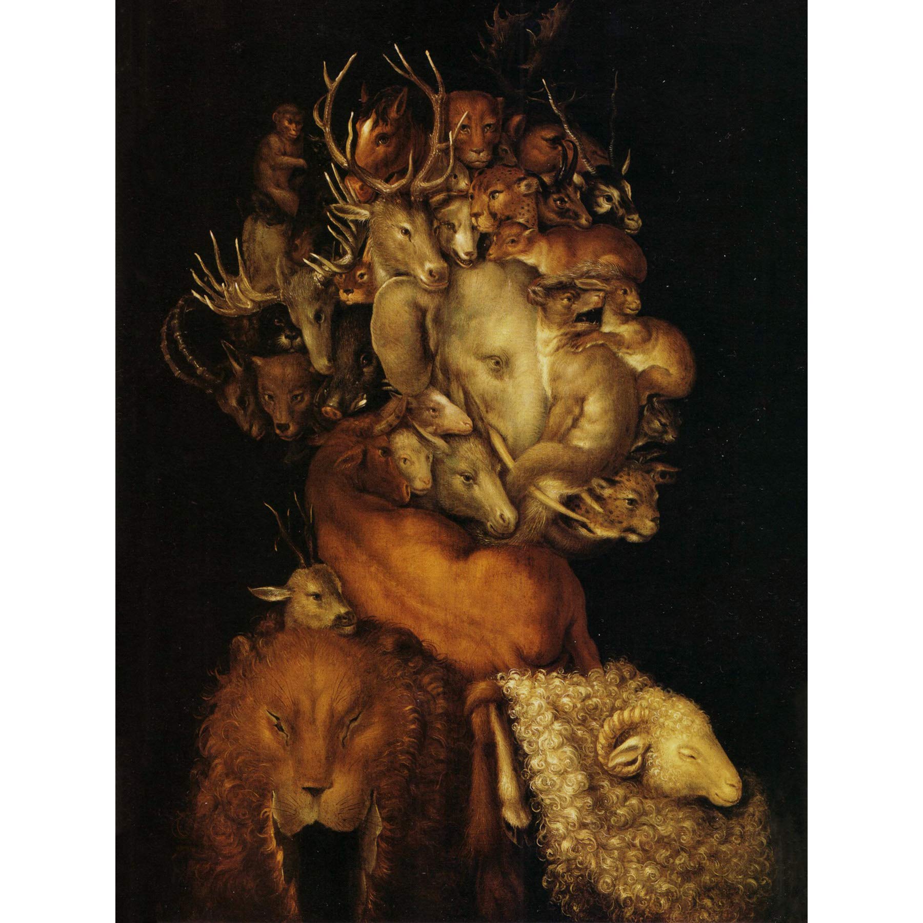 Artery8 Arcimboldo Earth Land Animals Portrait Surreal Painting Premium Wall Art Canvas Print 18X24 Inch
