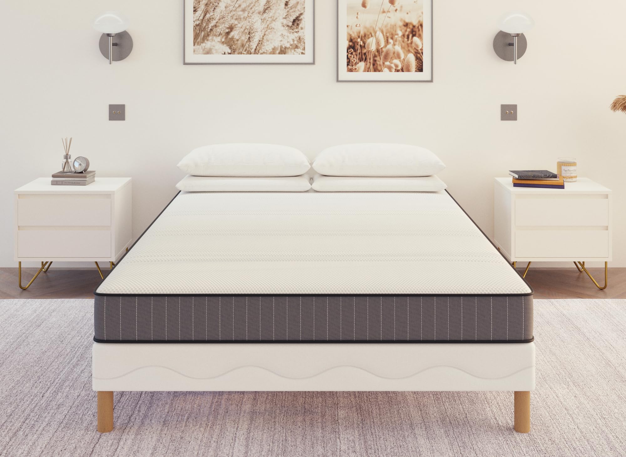 DecoInParis Ensemble 160x200 sommier tapissier + Matelas en Mousse 15 cm - Wolk