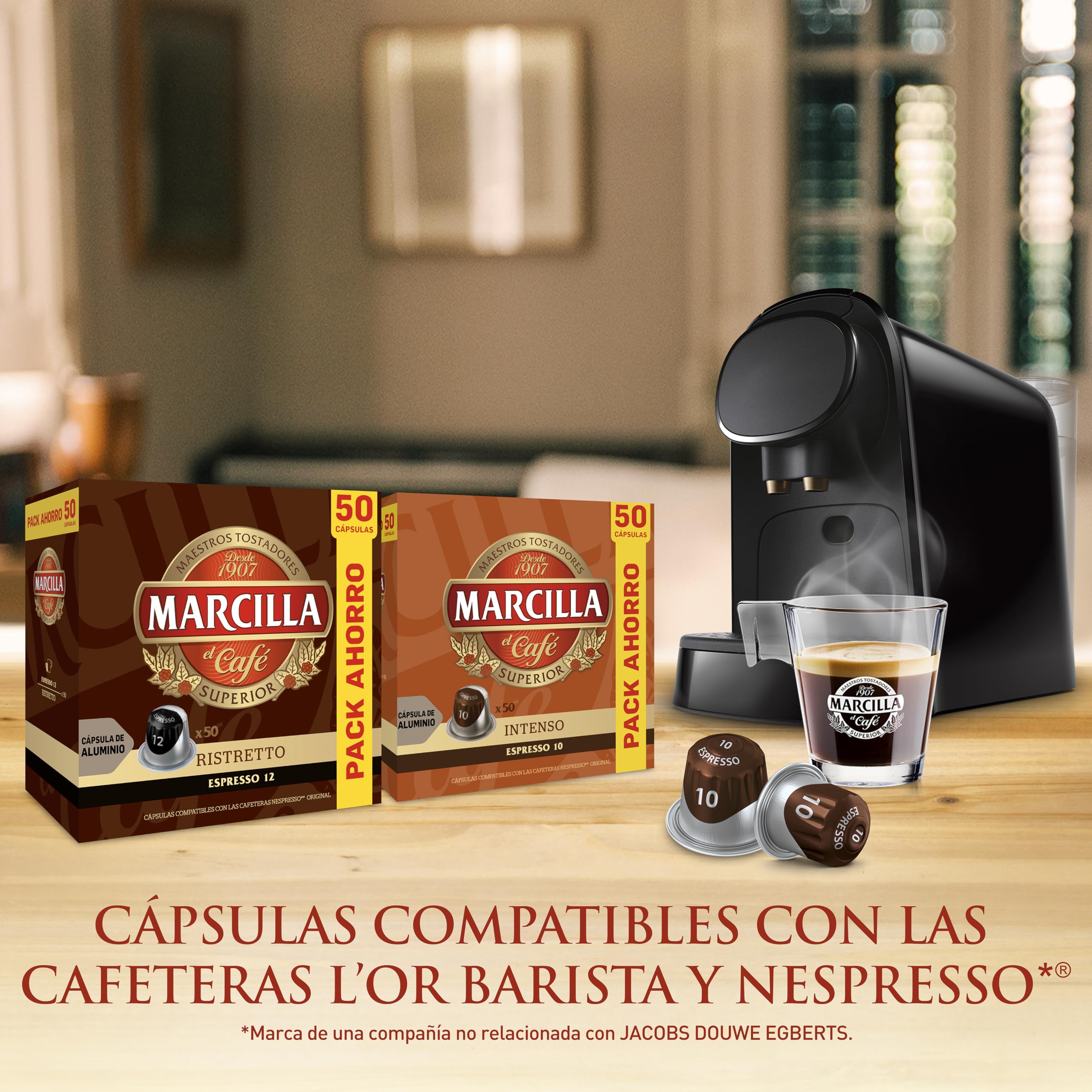 Marcilla Cápsulas de Café Intenso Intensidad 10 Compatibles Nespresso 50 uds
