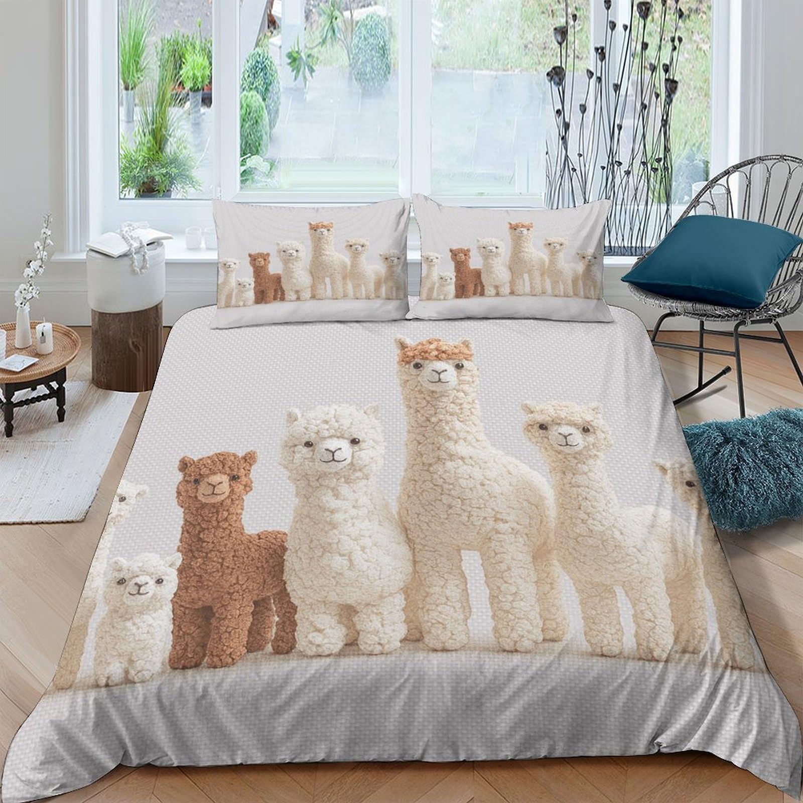 Ctjqhvkz Style-4 3D Printed Alpaca Family Fitted Sheet Microfiber Soft Beige Brown Llama Mattress Cover For Bedroom Guestroom Dorm Decor Single（135X200cm）
