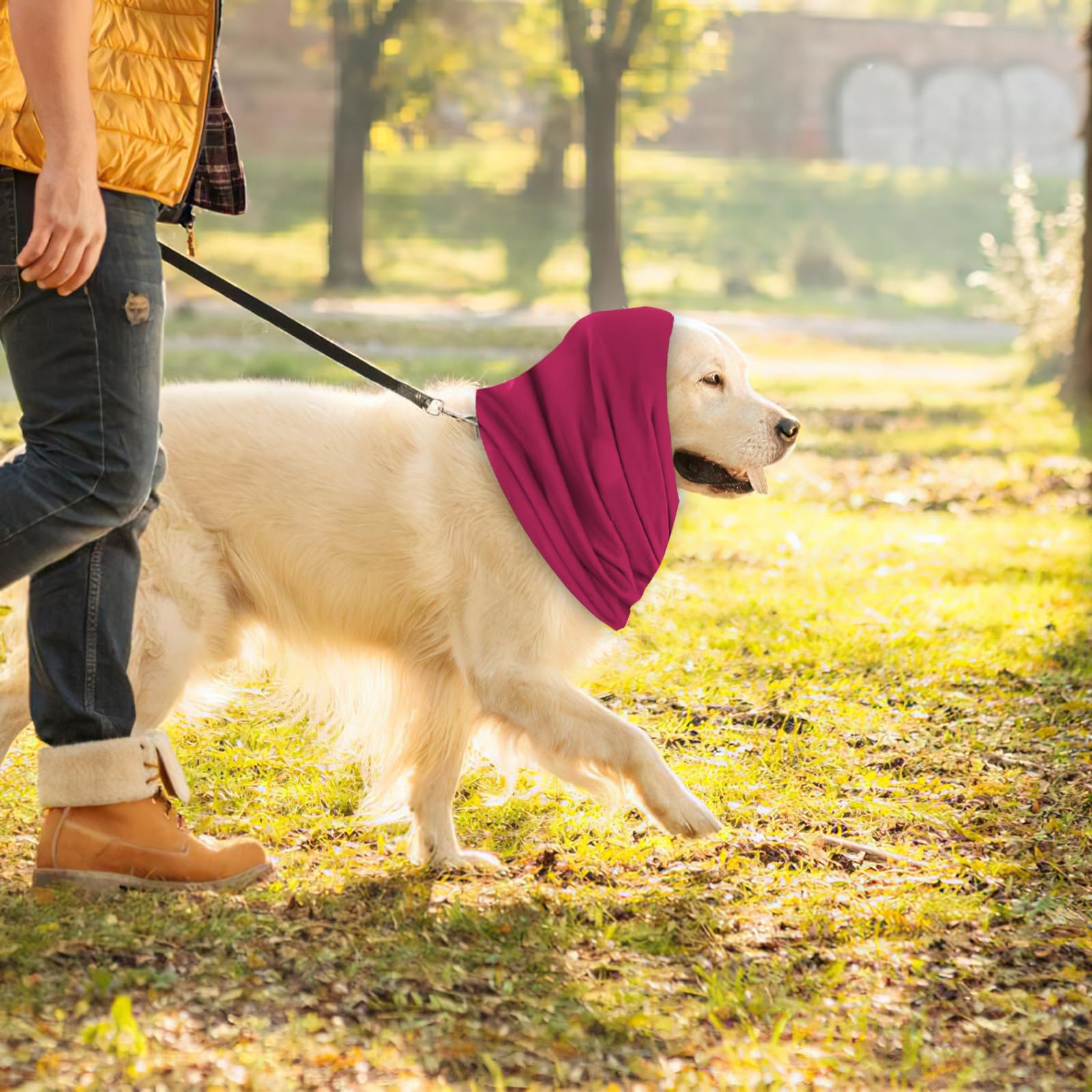 Scaldacollo e Orecchie per Cani Cappuccio per Animali Domestici Anti-Ansia e Confortevole Paraorecchie per Animali Adatto per Toelettatura e Bagni Felpa con Cappuccio per Cani L (rosso)