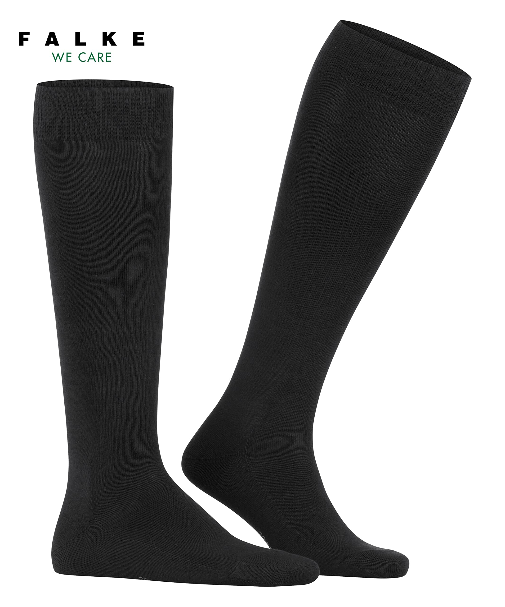 FALKE Mężczyźni Podkolanówki Family M Kh bawełna długie jednokolorowe 1 Para, Czarny Black 3000, 43-46