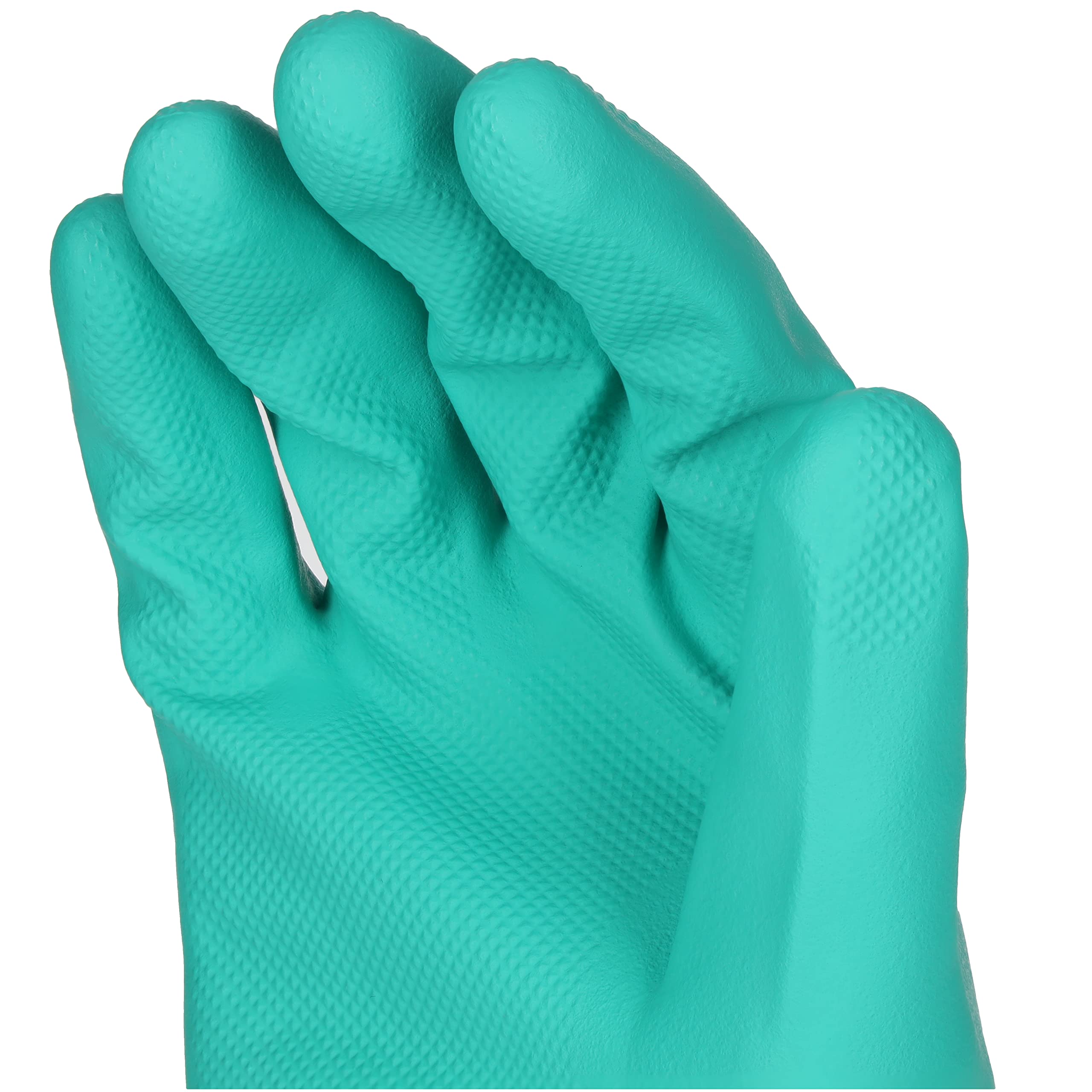 PRO FIT Nitril-Handschuh 175 – Chemikalienschutzhandschuhe, Haushaltshandschuhe mit Stulpen, Spülhandschuhe ohne Latex, Putzhandschuhe - 33cm, Grün, Gr. 9, 12 Paar