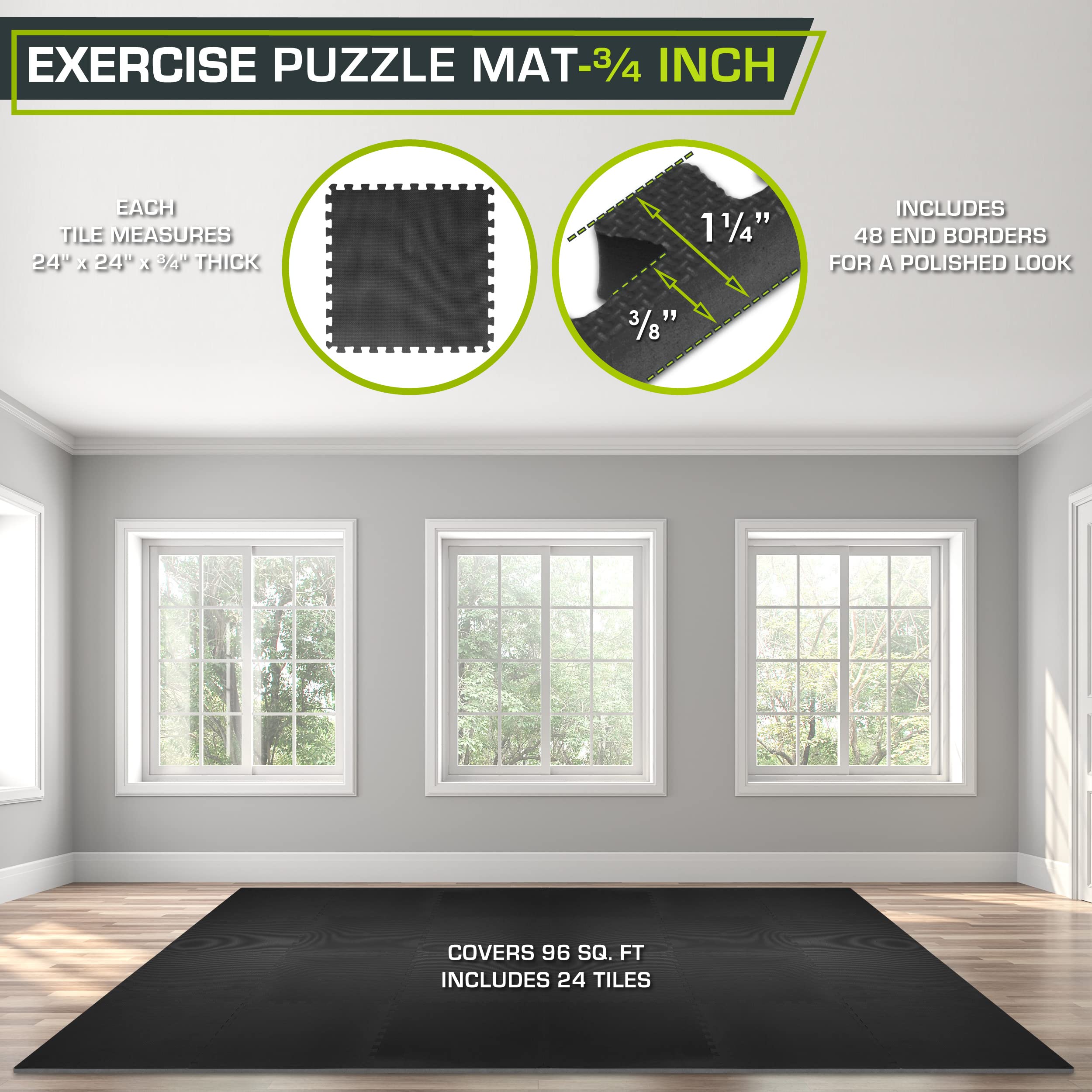 ProsourceFit Extra Thick Puzzle Exercise Mat, EVA Foam