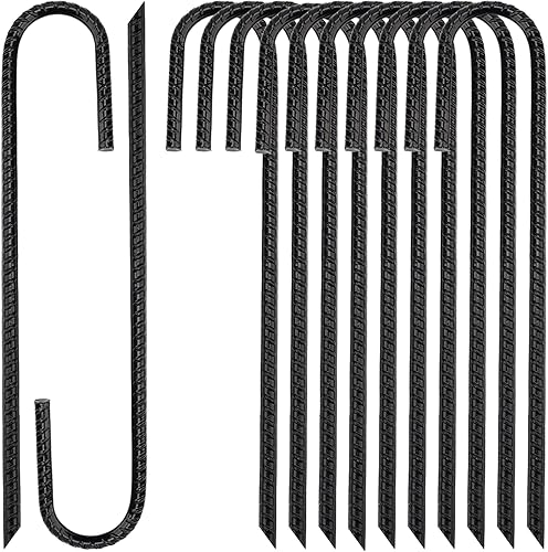 Miniatura 1 de Toopify Paquete de 24 estacas de refuerzo gancho en J de 12 pulgadas anclajes galvanizados resistentes para cerca segura de tienda de campaña plata