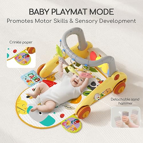 Miniatura 4 de 7 en 1 Baby Walk Gym Playmate con juguetes colgantes, juguete mecedora para bebé, tabla de equilibrio para niños
