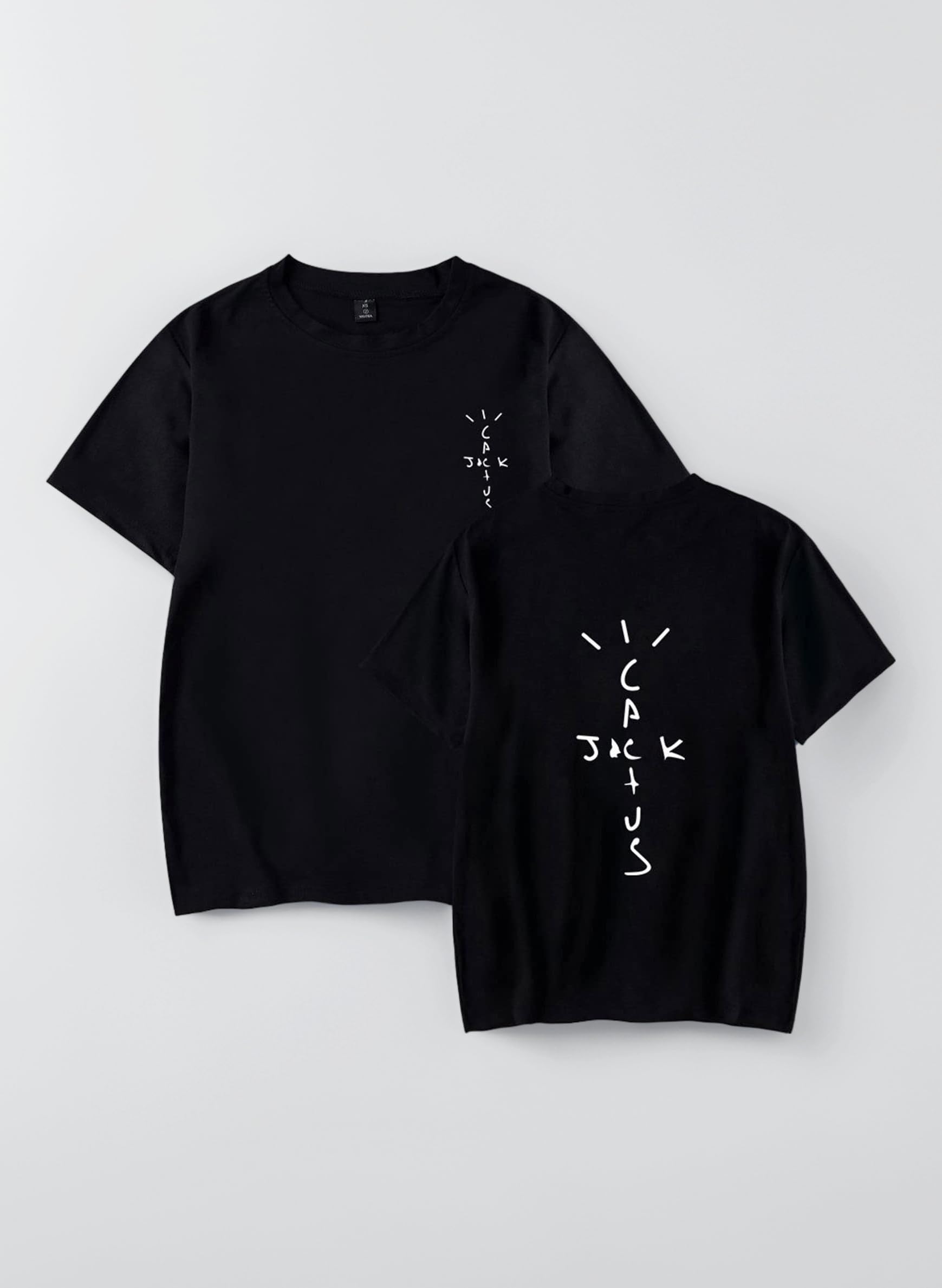 Travis Scott Short Sleeve Hip Hop Rap Round Neck T-Shirt, Fashion Casual Loose Sweatshirt Men Women Black Top Oversize (Black,M)