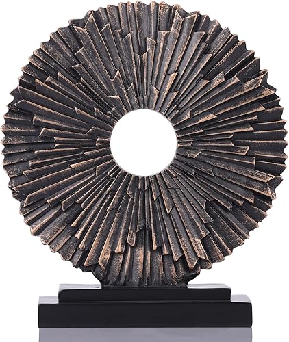 Estatua de decoración del hogar negra y dorada, decoración única de oficina, estatua de medallón de línea redonda para decoración de habitación,