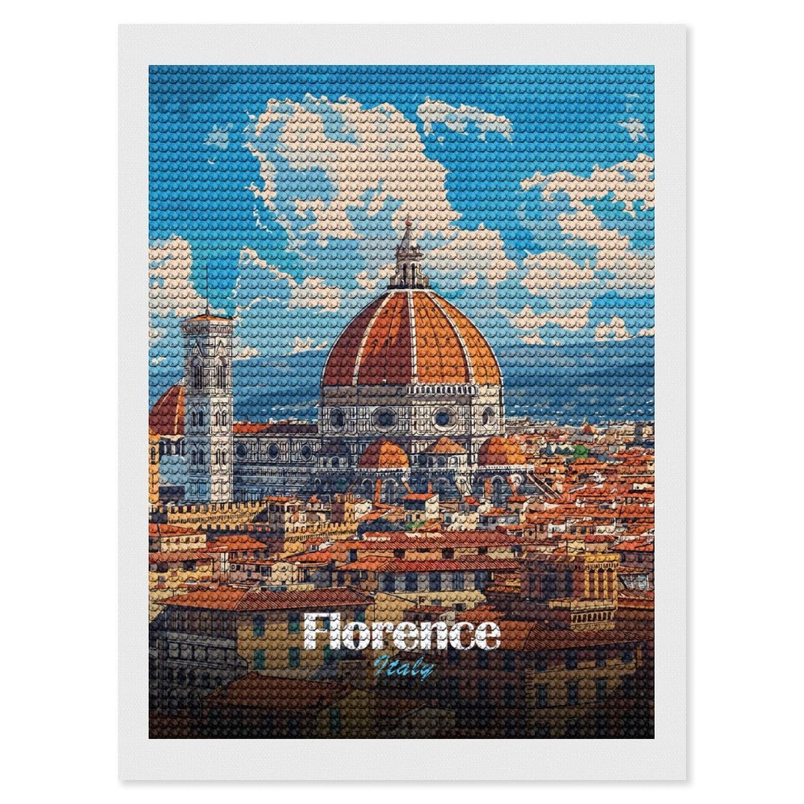 Junmoney Florence, Italy Skyline Diamond Painting Kit 12"x16", Thoughtful Handmade Gift, for Creative Relaxation, Printed Canvas, Cosy Home Accent