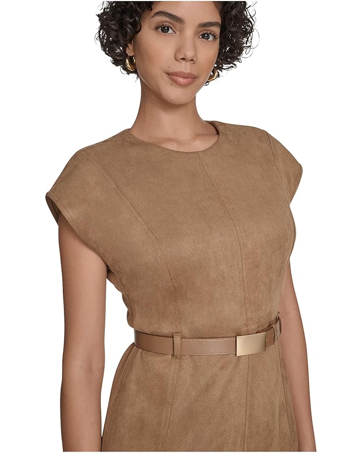 Calvin Klein Suede Belted Cap Sleeve Sheath - #3 of 3