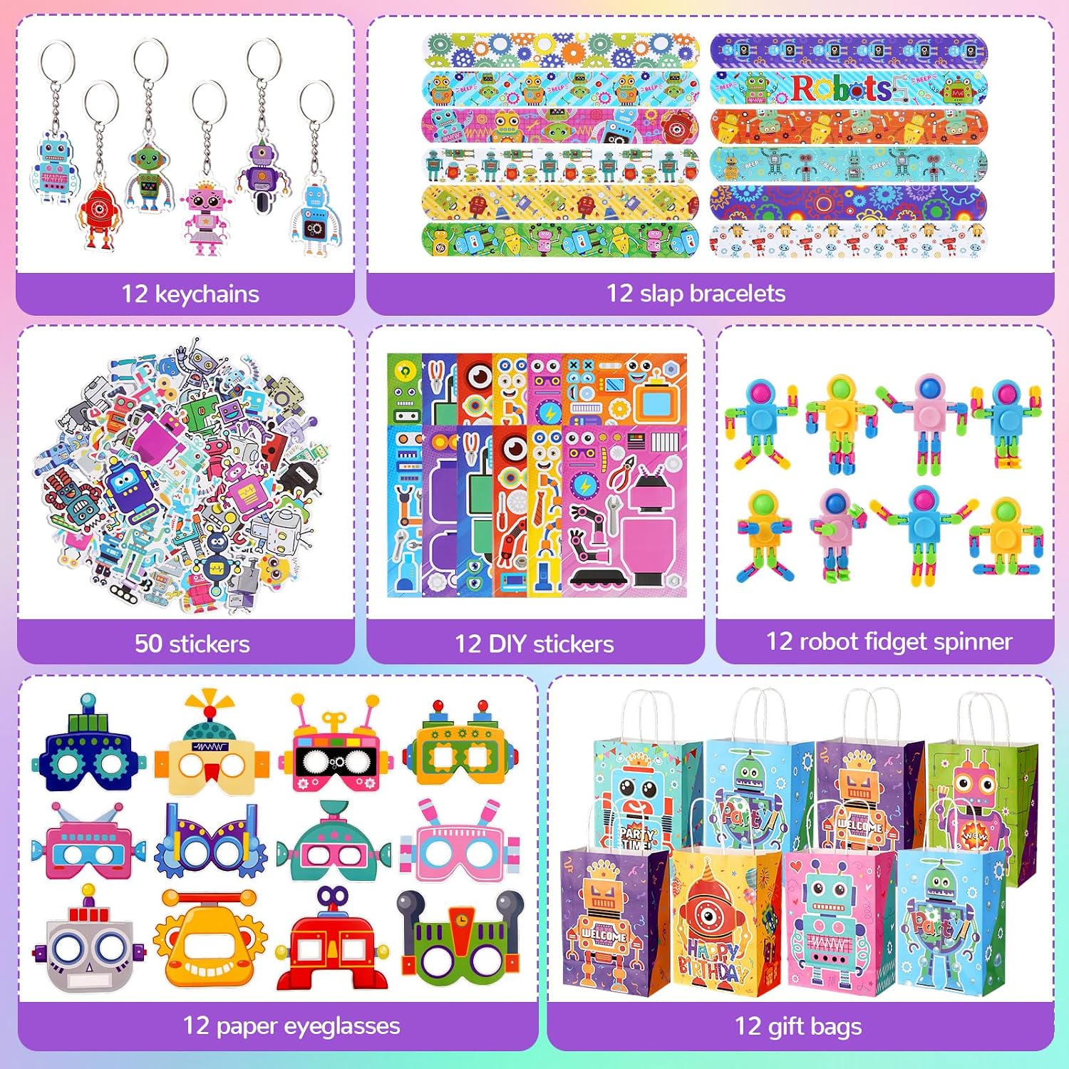 Vanblue 122 Pcs Robot Party Favors Robot Party Decorations for Kids image 3