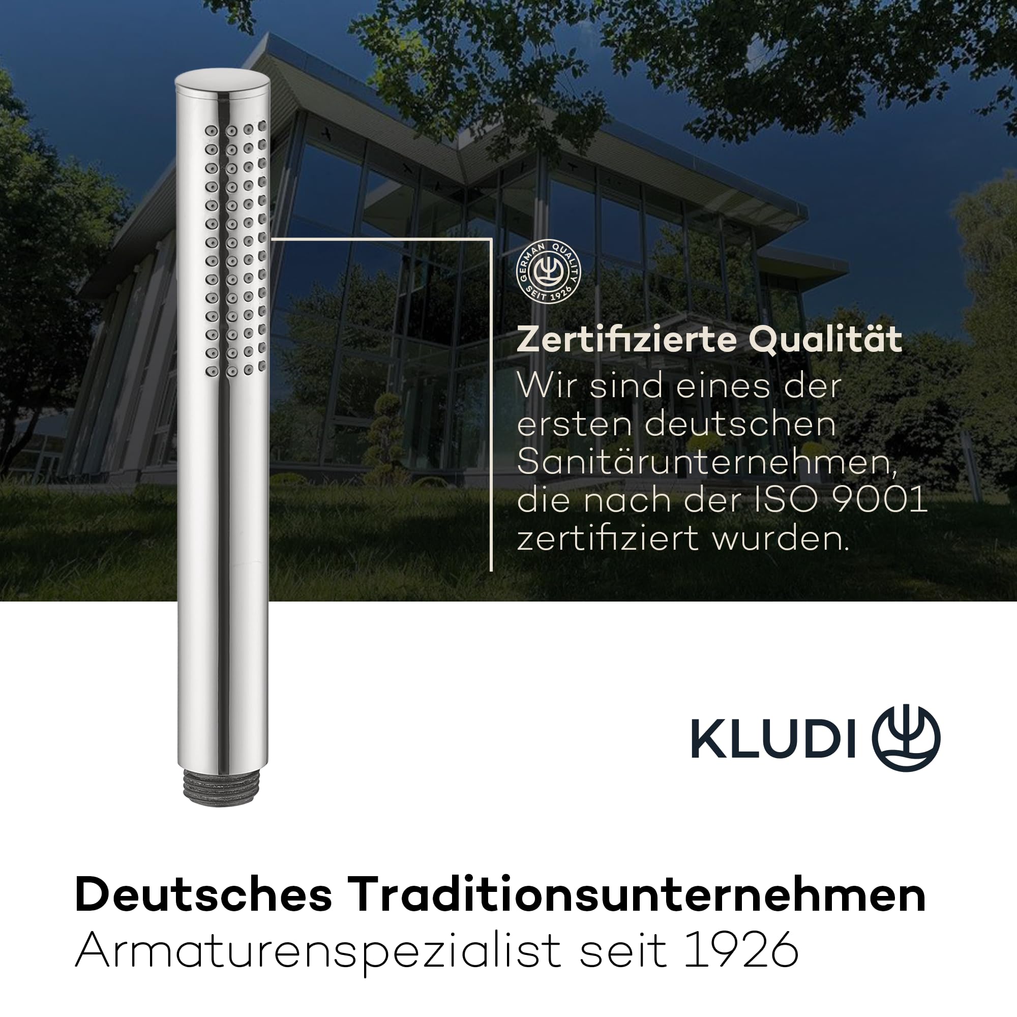 KLUDI -X1 Design słuchawka prysznicowa (chrom), długość 20 cm, antykamień, 1 rodzaj strumienia, Ø 2,5 cm, G 1/2 złącze uniwersalne, DN 15