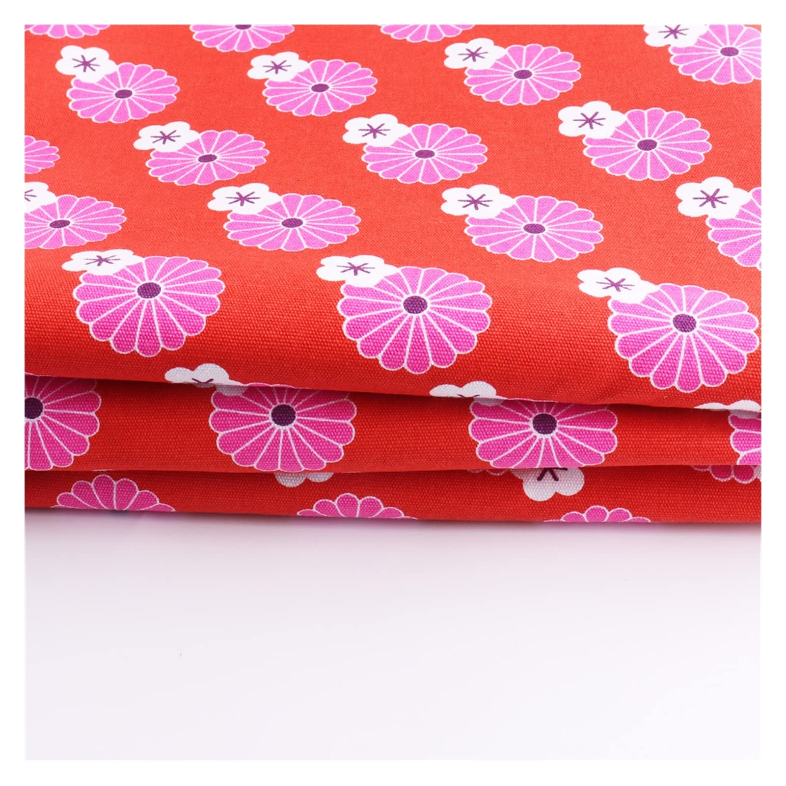 Tela de algodón 150x5 0 cm Patrón de Flores de Estilo japonés Rojo for Costura de Mosaico Bricolaje Decoración de Accesorios Hechos a Mano Bricolaje Telas