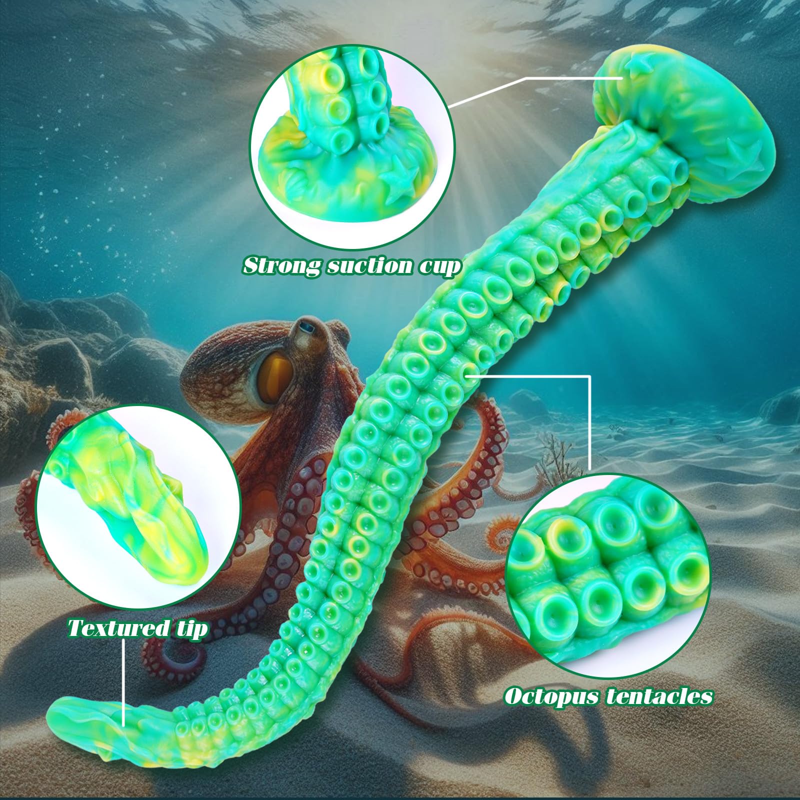 Dildo in silicone morbido da 35 cm, con ventosa, forma di mostro tentacolare sottile, ideale per massaggio prostatico e allenamento anale, per donne, uomini e giochi di coppia, plug extra sottile