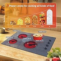 Vista 4 de Karinear Placa eléctrica de 4 quemadores de 30 pulgadas, control de perilla de estufa eléctrica, placa de cerámica integrada con superficie