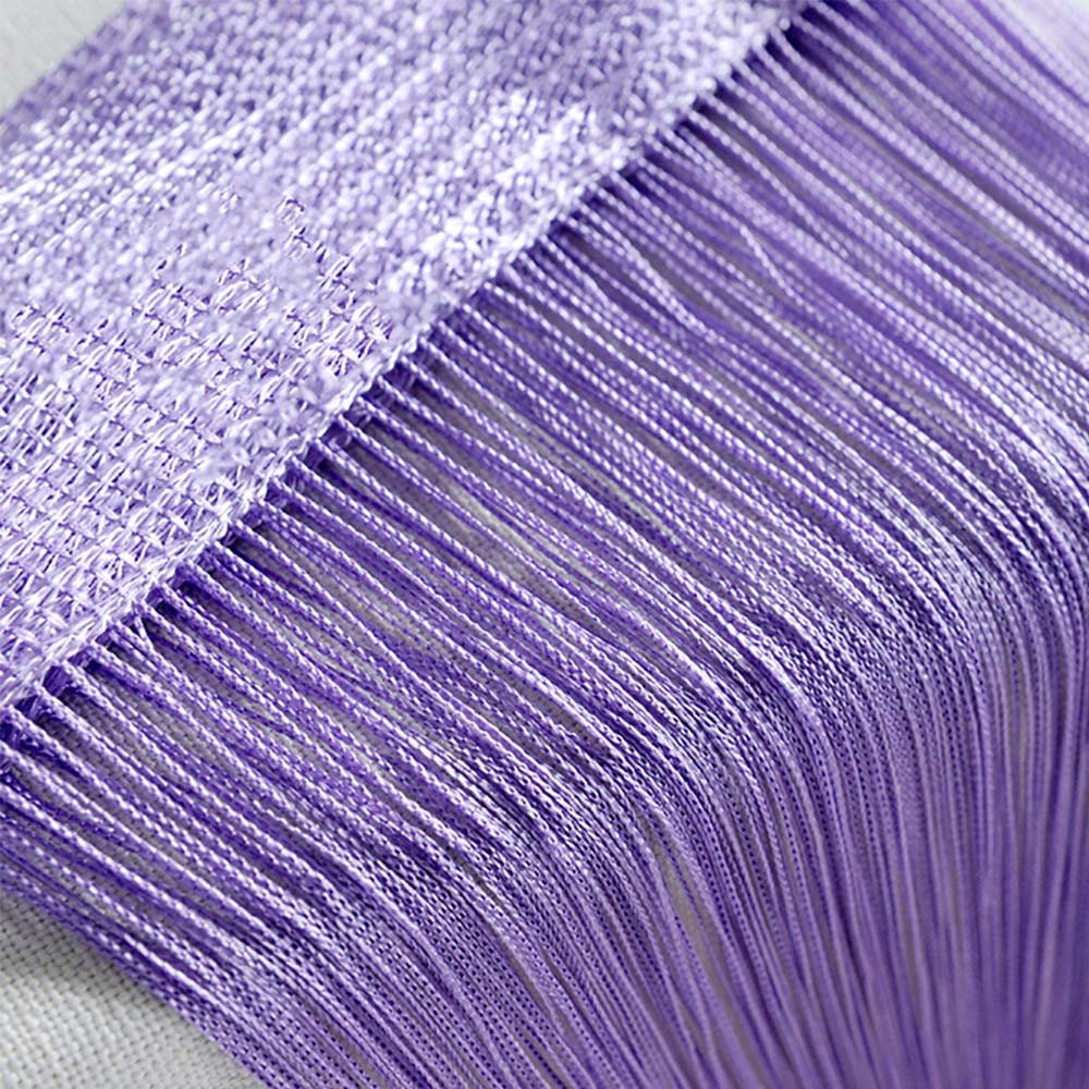 Door String Curtain, Wall Panel Fringe Window Room Divider Blind, Home Patio Bedroom Decorative Tassel Screen Ribbon Strings Strip Silver Thread Screen for Wedding Coffee House Restaurant (Light-P)